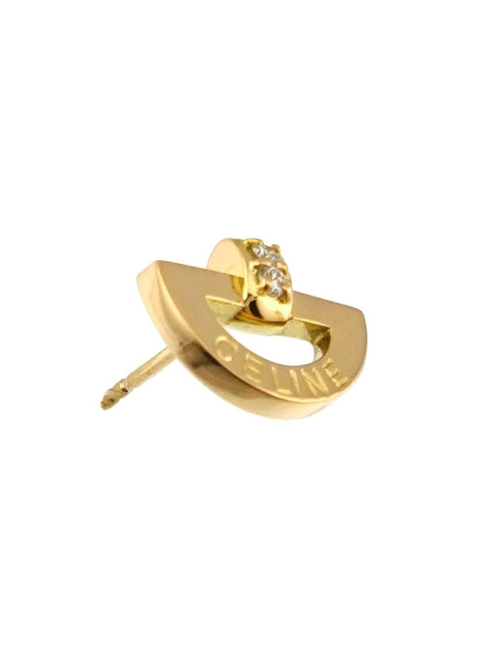 Celine Diamond Earrings 18k YG Yellow Gold 750 Single Pierced - Picture 2 of 7